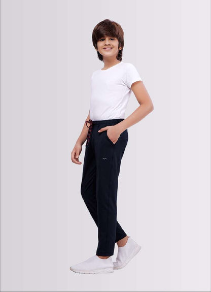 Navy Color Polyester Lycra Jogger Track Pant for Boys