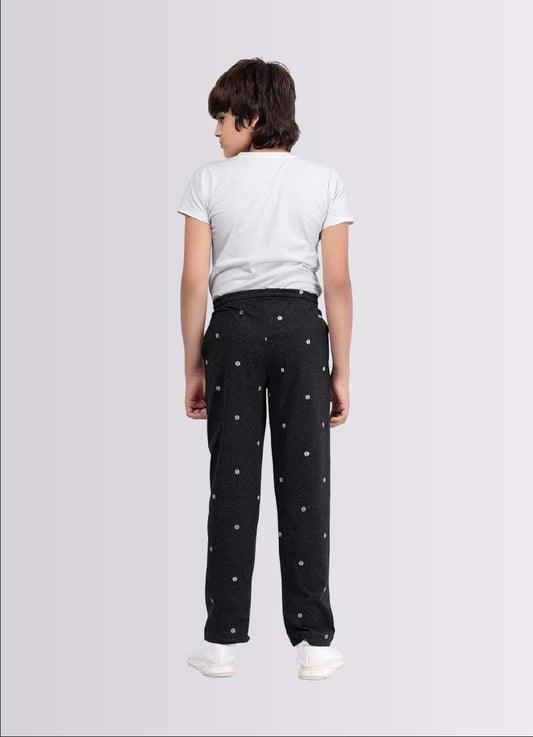 Dot Print Black Melange Jogger Track Pant for Boys