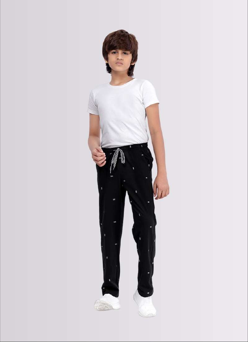 Fancy Geometrical Print Black Color Cotton Jogger Track Pant for Boys