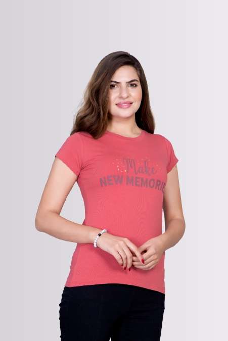 Make New Memories Printed Attractive Round Neck Lycra T-shirts For Womens