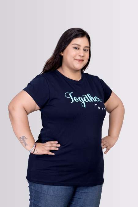 Together Forever Printed Round Neck Lycra T-shirts For Womens