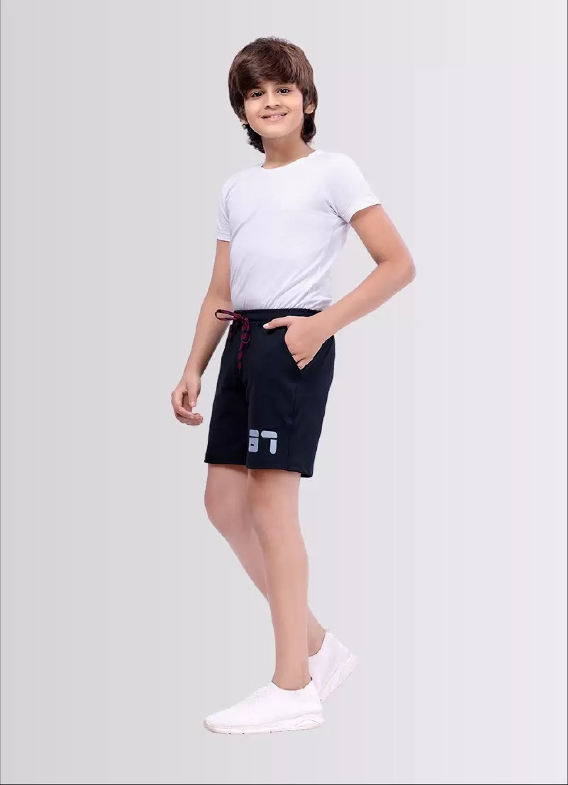 Printed Navy Color Polyester Lycra Shorts for Boys