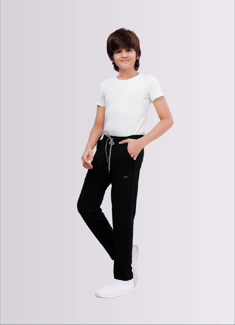 Black Polyester Lycra Jogger Track Pants for Boys – Trendy & Comfortable