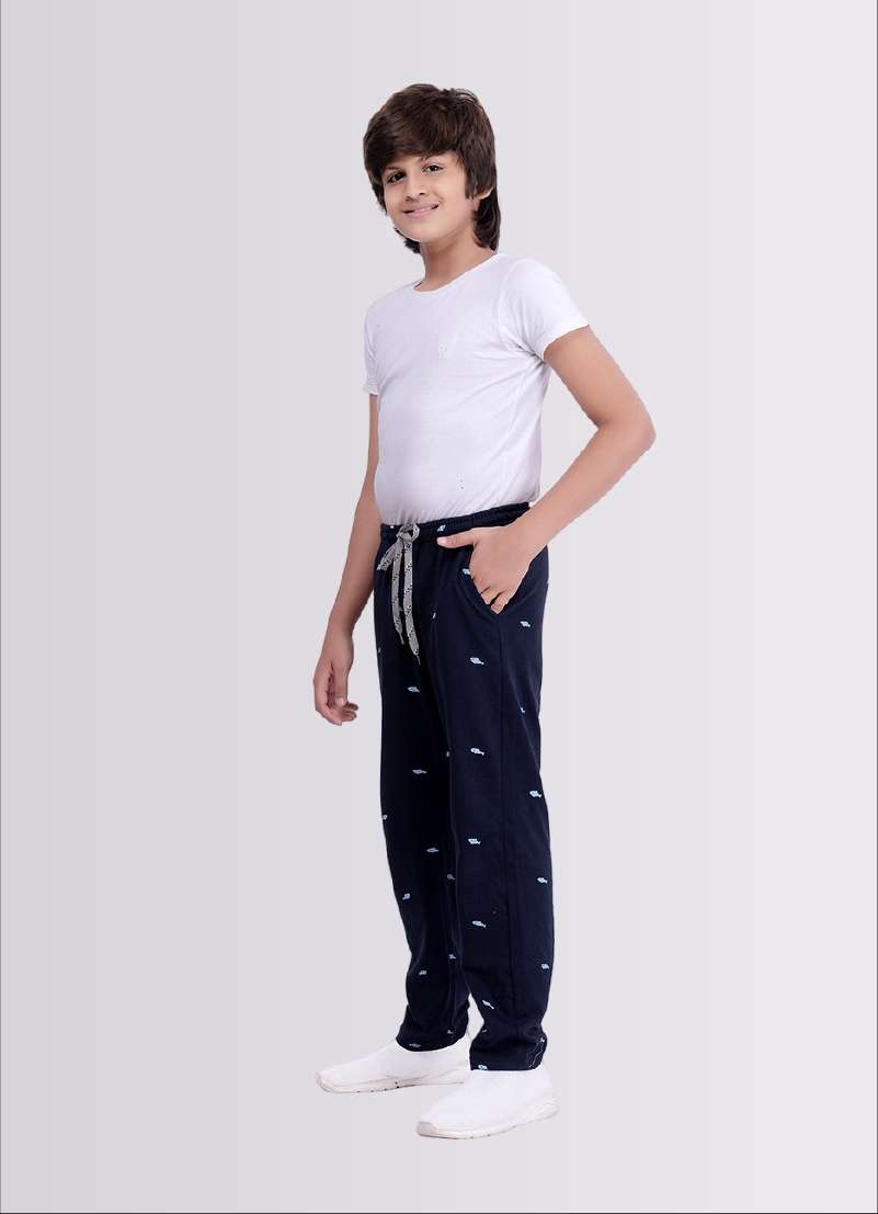 Fish Print Navy Color Cotton Jogger Track Pant for Boys