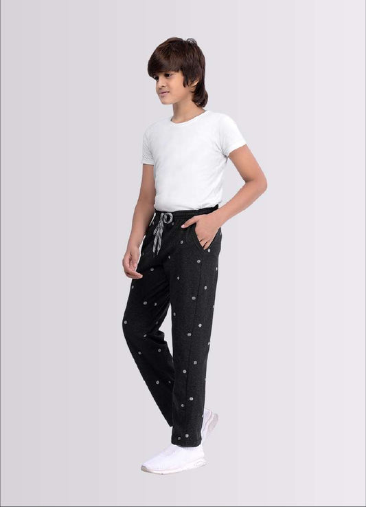 Dot Print Black Melange Jogger Track Pant for Boys