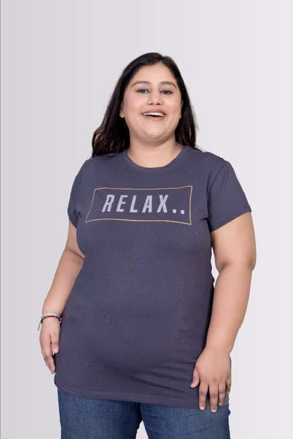 Relax Printed East Bay Color Round Neck Lycra T-shirts For Womens