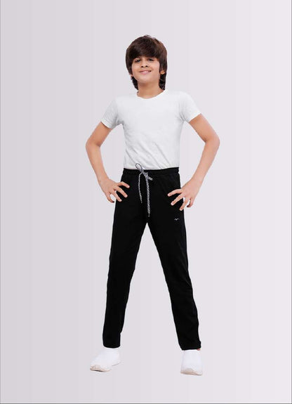 Black Polyester Lycra Jogger Track Pants for Boys – Trendy & Comfortable