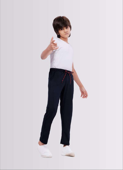 Navy Color Polyester Lycra Jogger Track Pant for Boys