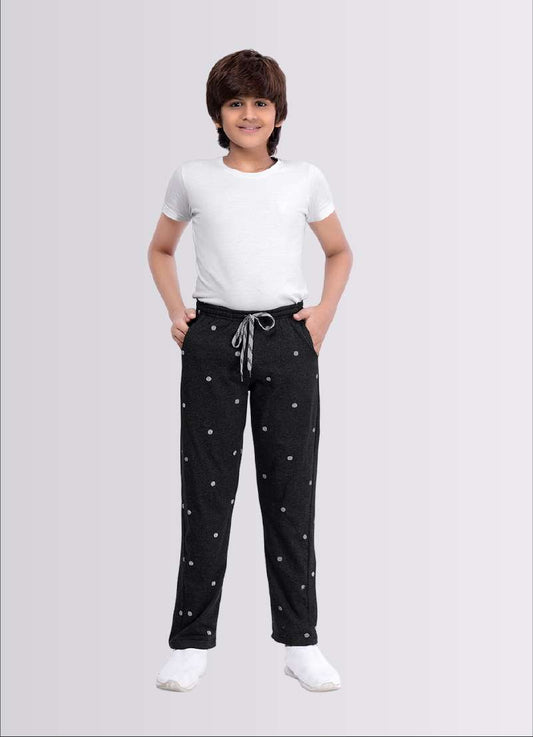 Dot Print Black Melange Jogger Track Pant for Boys