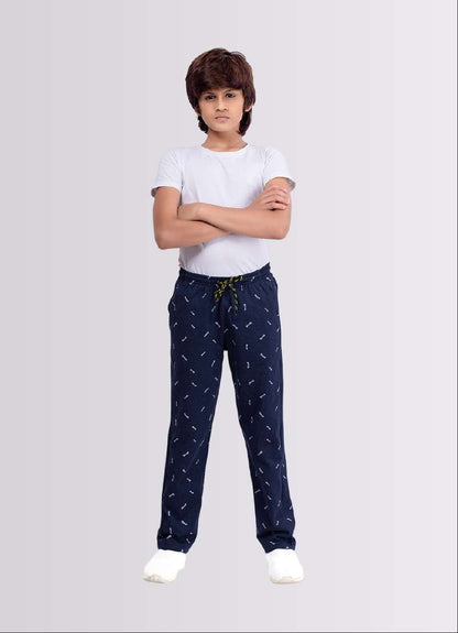 Adventure Print Navy Melange Jogger Track Pants for Boys – Trendy & Comfortable