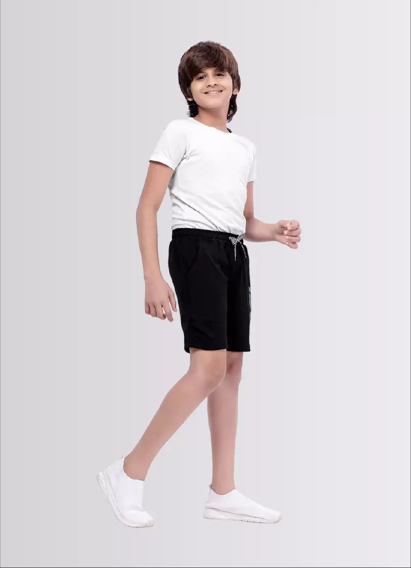 Printed Black Color Polyester Lycra Shorts for Boys