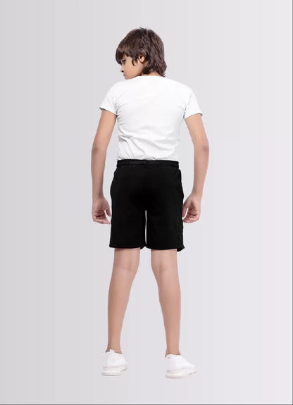 Printed Black Color Polyester Lycra Shorts for Boys