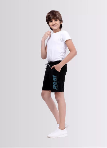 Printed Black Color Polyester Lycra Shorts for Boys