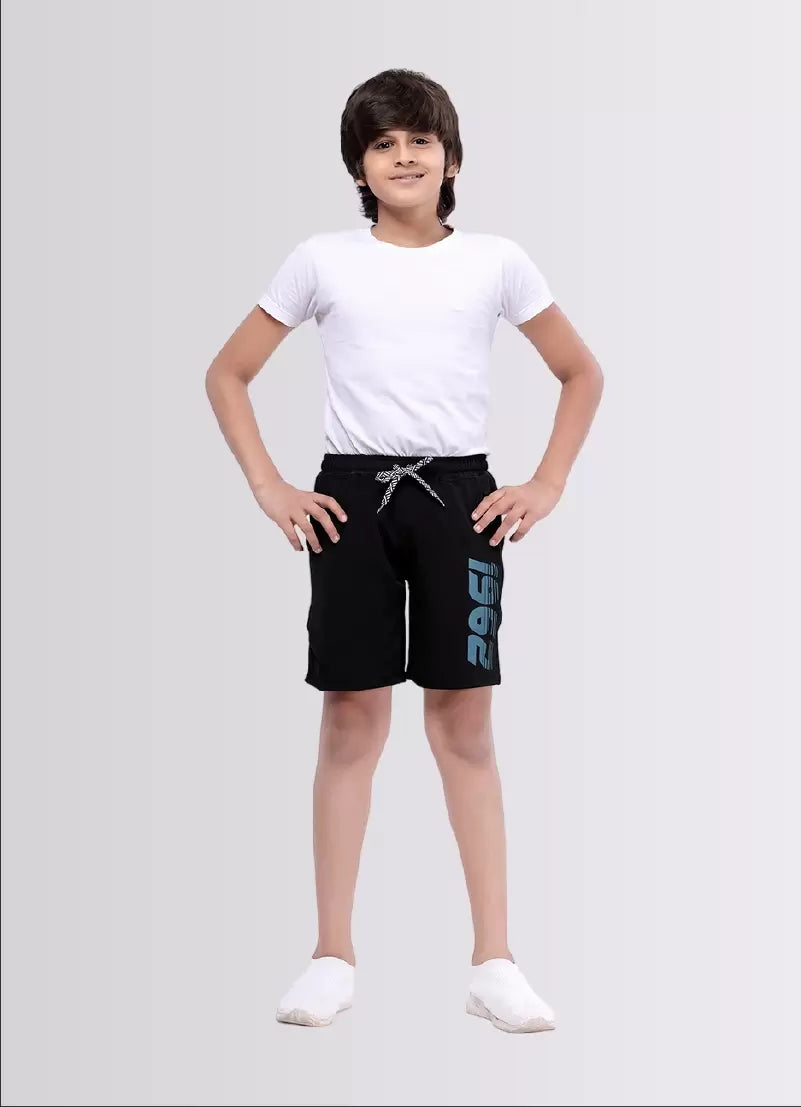 Printed Black Color Polyester Lycra Shorts for Boys