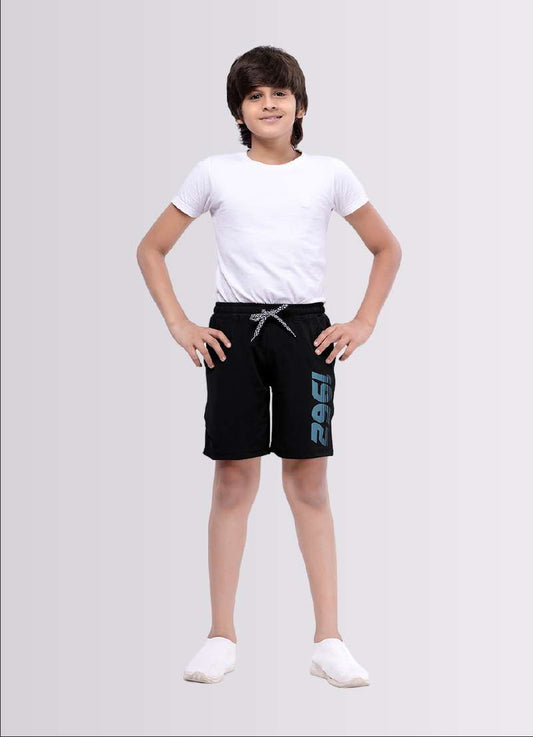 1962 Printed Black Color Polyester Lycra Shorts for Boys